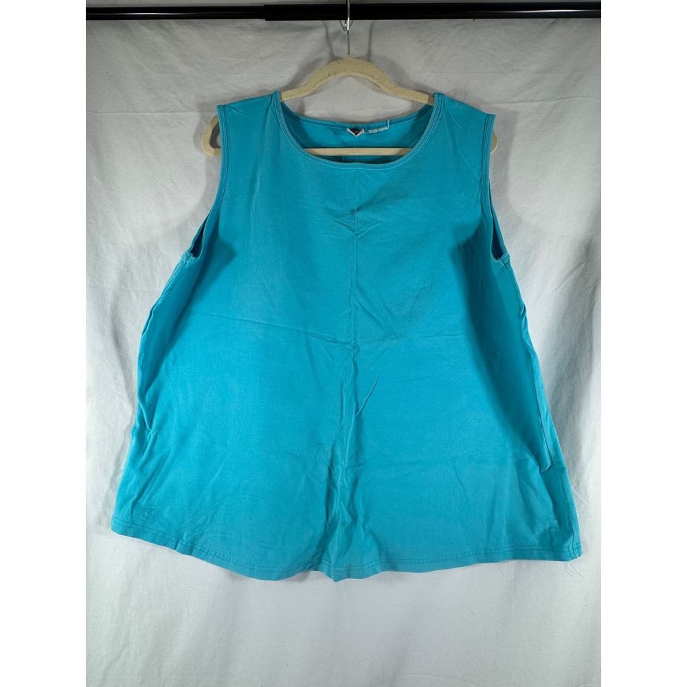 Faded Glory Womens Teal Blue Stretch Scoop Neck Sleeveless Tank Top Plus Size